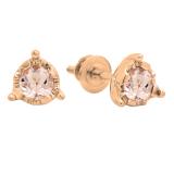 0.60 Carat (ctw) 10K Rose Gold Round Cut Morganite Ladies Solitaire Bezel Set Stud Earrings
