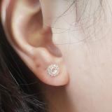 0.60 Carat (ctw) 10K Rose Gold Real Round Cut Morganite & White Diamond Ladies Cluster Halo Style Stud Earrings