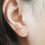 0.60 Carat (ctw) 18K Rose Gold Real Round Cut Morganite & White Diamond Ladies Cluster Halo Style Stud Earrings