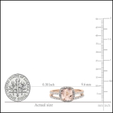 1.60 Carat (ctw) 10K Rose Gold Cushion Cut Morganite & Round Cut White Diamond Ladies Bridal Halo Engagement Ring With Matching Band Set