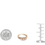 1.00 Carat (ctw) 18K Rose Gold Round Morganite & White Diamond Ladies Vintage Bridal 3 Stone Engagement Ring 1 CT
