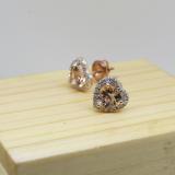 1.65 Carat (ctw) 10K Rose Gold Heart Cut Morganite & Round White Diamond Ladies Halo Stud Earrings