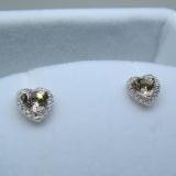 1.65 Carat (ctw) 10K Rose Gold Heart Cut Morganite & Round White Diamond Ladies Halo Stud Earrings