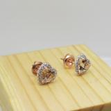 1.65 Carat (ctw) 10K Rose Gold Heart Cut Morganite & Round White Diamond Ladies Halo Stud Earrings