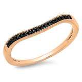 0.10 Carat (ctw) 14K Rose Gold Round Cut Black Diamond Ladies Stackable Anniversary Wedding Band 1/10 CT