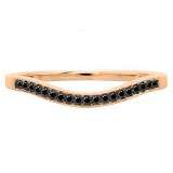 0.10 Carat (ctw) 14K Rose Gold Round Cut Black Diamond Ladies Stackable Anniversary Wedding Band 1/10 CT