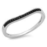 0.10 Carat (ctw) 14K White Gold Round Cut Black Diamond Ladies Stackable Anniversary Wedding Band 1/10 CT
