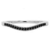 0.10 Carat (ctw) 14K White Gold Round Cut Black Diamond Ladies Stackable Anniversary Wedding Band 1/10 CT