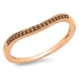 0.10 Carat (ctw) 10K Rose Gold Round Cut Champagne Diamond Ladies Stackable Anniversary Wedding Band 1/10 CT