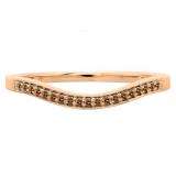 0.10 Carat (ctw) 10K Rose Gold Round Cut Champagne Diamond Ladies Stackable Anniversary Wedding Band 1/10 CT