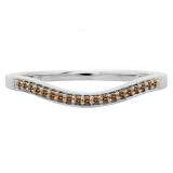 0.10 Carat (ctw) 10K White Gold Round Cut Champagne Diamond Ladies Stackable Anniversary Wedding Band 1/10 CT