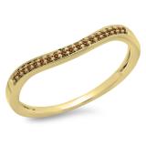 0.10 Carat (ctw) 10K Yellow Gold Round Cut Champagne Diamond Ladies Stackable Anniversary Wedding Band 1/10 CT