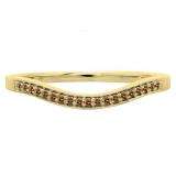 0.10 Carat (ctw) 10K Yellow Gold Round Cut Champagne Diamond Ladies Stackable Anniversary Wedding Band 1/10 CT