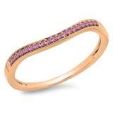 0.10 Carat (ctw) 10K Rose Gold Round Cut Pink Sapphire Ladies Stackable Anniversary Wedding Band 1/10 CT