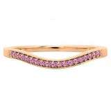 0.10 Carat (ctw) 10K Rose Gold Round Cut Pink Sapphire Ladies Stackable Anniversary Wedding Band 1/10 CT