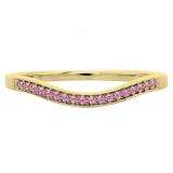 0.10 Carat (ctw) 10K Yellow Gold Round Cut Pink Sapphire Ladies Stackable Anniversary Wedding Band 1/10 CT
