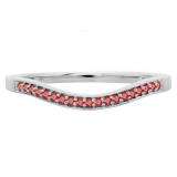 0.10 Carat (ctw) 10K White Gold Round Cut Ruby Ladies Stackable Anniversary Wedding Band 1/10 CT