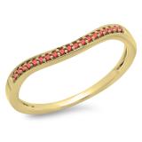 0.10 Carat (ctw) 10K Yellow Gold Round Cut Ruby Ladies Stackable Anniversary Wedding Band 1/10 CT
