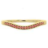 0.10 Carat (ctw) 10K Yellow Gold Round Cut Ruby Ladies Stackable Anniversary Wedding Band 1/10 CT