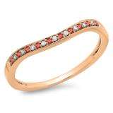 0.10 Carat (ctw) 10K Rose Gold Round Cut Ruby & White Diamond Ladies Stackable Anniversary Wedding Band 1/10 CT