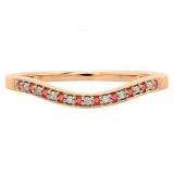 0.10 Carat (ctw) 10K Rose Gold Round Cut Ruby & White Diamond Ladies Stackable Anniversary Wedding Band 1/10 CT