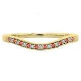 0.10 Carat (ctw) 10K Yellow Gold Round Cut Ruby & White Diamond Ladies Stackable Anniversary Wedding Band 1/10 CT