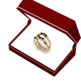 0.80 Carat (ctw) 14K Yellow Gold Round Cut Black & White Diamond Ladies Anniversary Wedding Band 3 Stone Enhancer Guard Double Ring 3/4 CT