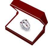 0.80 Carat (ctw) 10K White Gold Round Cut Black & White Diamond Ladies Anniversary Wedding Band 3 Stone Enhancer Guard Double Ring 3/4 CT