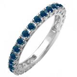 0.98 Carat (ctw) 18K White Gold Round Blue Diamond Eternity Sizeable Stackable Ring Anniversary Wedding Band