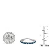 0.98 Carat (ctw) 18K White Gold Round Blue Diamond Eternity Sizeable Stackable Ring Anniversary Wedding Band