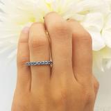 0.98 Carat (ctw) 18K White Gold Round Blue Diamond Eternity Sizeable Stackable Ring Anniversary Wedding Band