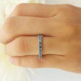 0.98 Carat (ctw) 18K White Gold Round Blue Diamond Eternity Sizeable Stackable Ring Anniversary Wedding Band