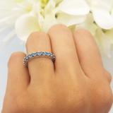 0.98 Carat (ctw) 18K White Gold Round Blue Diamond Eternity Sizeable Stackable Ring Anniversary Wedding Band