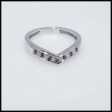 0.15 Carat (ctw) 10K White Gold Round Real Black & White Diamond Wedding Stackable Band Anniversary Guard Chevron Ring