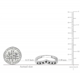 0.15 Carat (ctw) 10K White Gold Round Real Black & White Diamond Wedding Stackable Band Anniversary Guard Chevron Ring