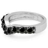 1.00 Carat (ctw) 10K White Gold Round Black Diamond Ladies Anniversary Wedding Band Matching Ring 1 CT