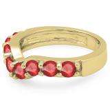 1.00 Carat (ctw) 10K Yellow Gold Round Ruby Ladies Anniversary Wedding Band Matching Ring 1 CT