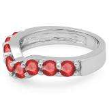 1.00 Carat (ctw) 14K White Gold Round Ruby Ladies Anniversary Wedding Band Matching Ring 1 CT