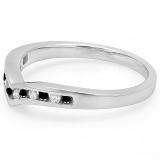 0.25 Carat (ctw) 14K White Gold Round Black & White Diamond Ladies Anniversary Wedding Stackable Band Guard Chevron Ring 1/4 CT