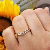 0.25 Carat (ctw) 18K Yellow Gold Round Ruby & White Diamond Ladies Anniversary Wedding Stackable Band Guard Chevron Ring 1/4 CT