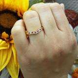 0.25 Carat (ctw) 18K Yellow Gold Round Ruby & White Diamond Ladies Anniversary Wedding Stackable Band Guard Chevron Ring 1/4 CT