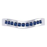 0.25 Carat (ctw) 14K White Gold Round Cut Blue Sapphire Ladies Anniversary Wedding Band Stackable Ring 1/4 CT
