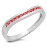 0.25 Carat (ctw) 10K White Gold Round Cut Ruby Ladies Anniversary Wedding Band Stackable Ring 1/4 CT