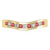 0.25 Carat (ctw) 10K Yellow Gold Round Cut Ruby & White Diamond Ladies Anniversary Wedding Band Stackable Ring 1/4 CT