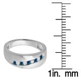 0.25 Carat (ctw) Sterling Silver Round Cut Blue & White Diamond Men's Stackable Anniversary Wedding Band 1/4 CT