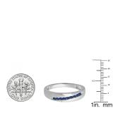 0.33 Carat (ctw) Sterling Silver Round Cut Blue Sapphire Men's Stackable Anniversary Wedding Band 1/3 CT