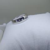 0.33 Carat (ctw) Sterling Silver Round Cut Blue Sapphire & White Diamond Men's Stackable Anniversary Wedding Band 1/3 CT