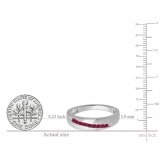 0.33 Carat (ctw) 10K White gold Round Cut Ruby Men's Stackable Anniversary Wedding Band 1/3 CT