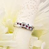 0.33 Carat (ctw) Sterling Silver Round Cut Ruby & White Diamond Men's Stackable Anniversary Wedding Band 1/3 CT