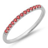 0.15 Carat (ctw) 18k White Gold Round Ruby Ladies Anniversary Wedding Band Stackable Ring